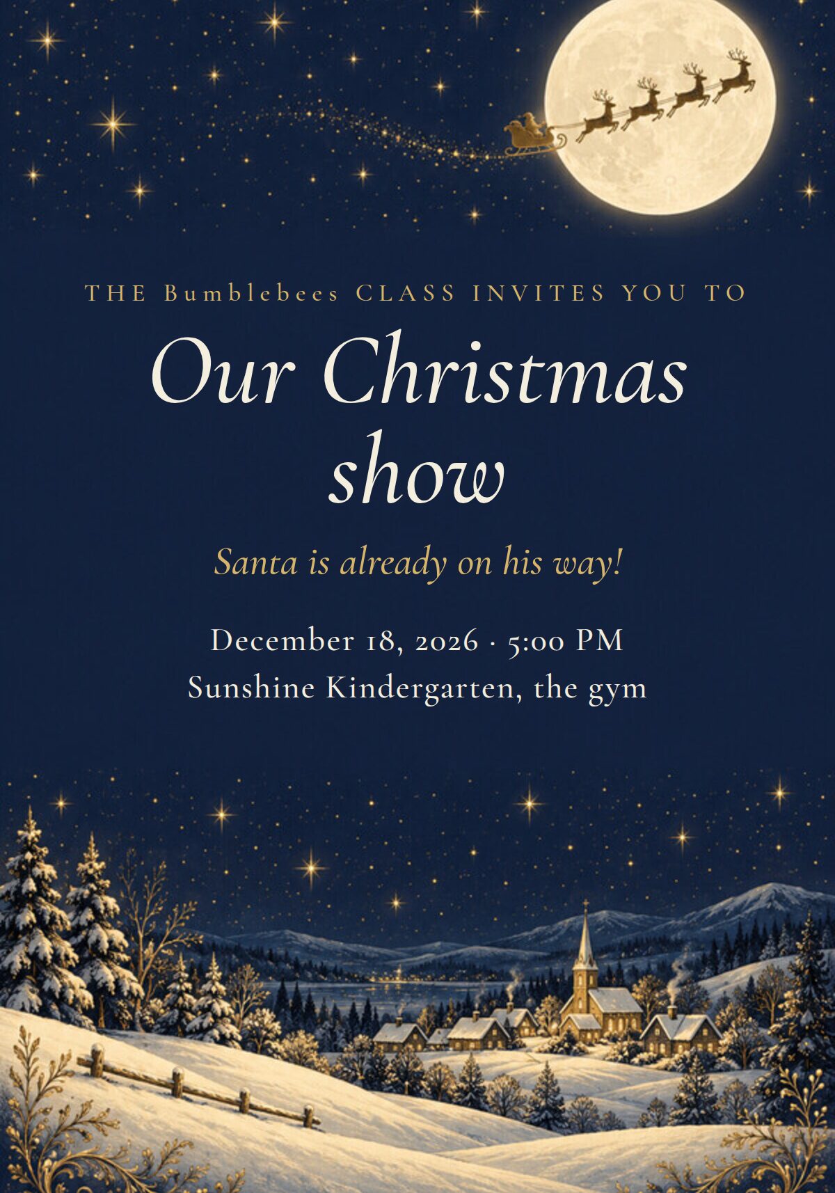 Santa's Sleigh Christmas Show Invitation