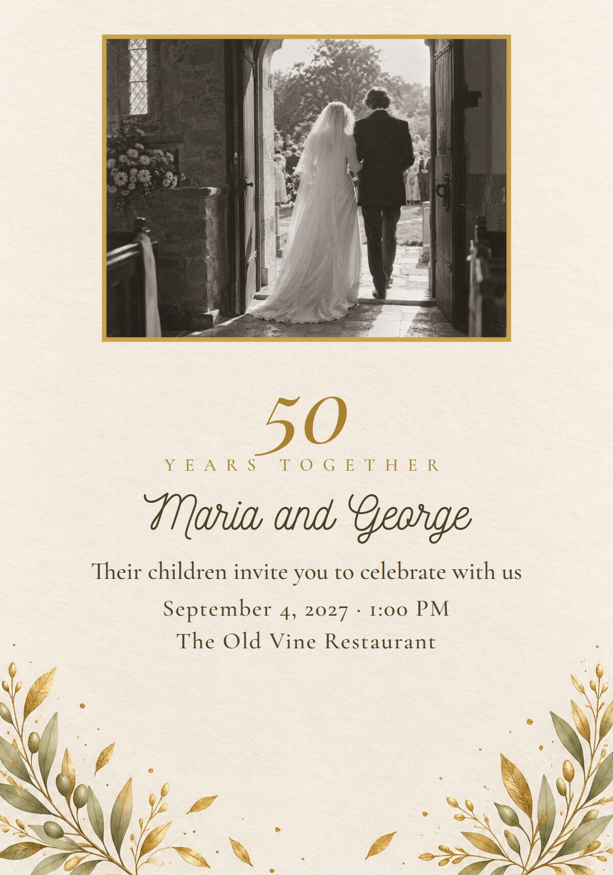 Golden Wedding Anniversary Invitation