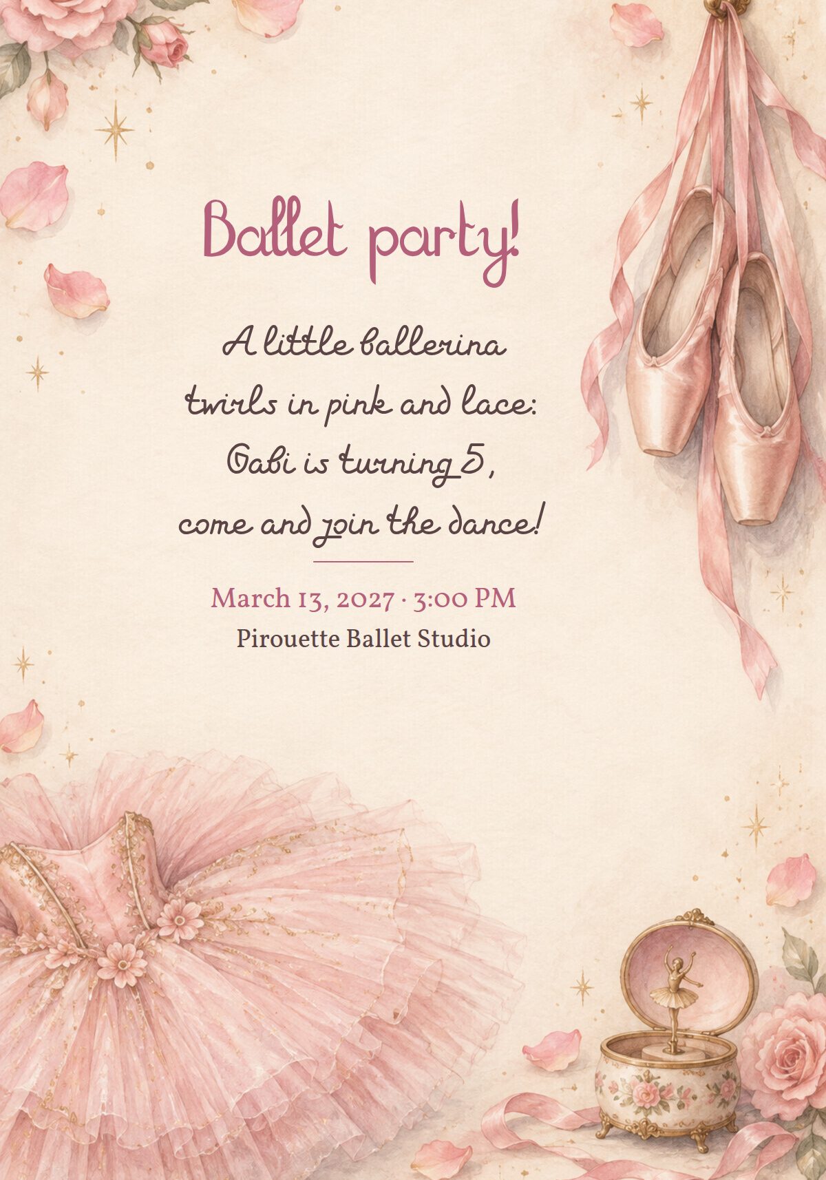 Ballerina Birthday Invitation