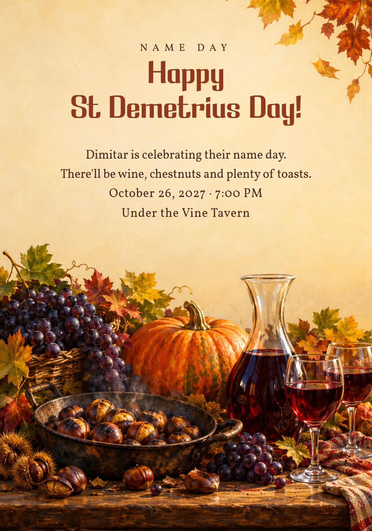 St Demetrius Day Name Day Invitation