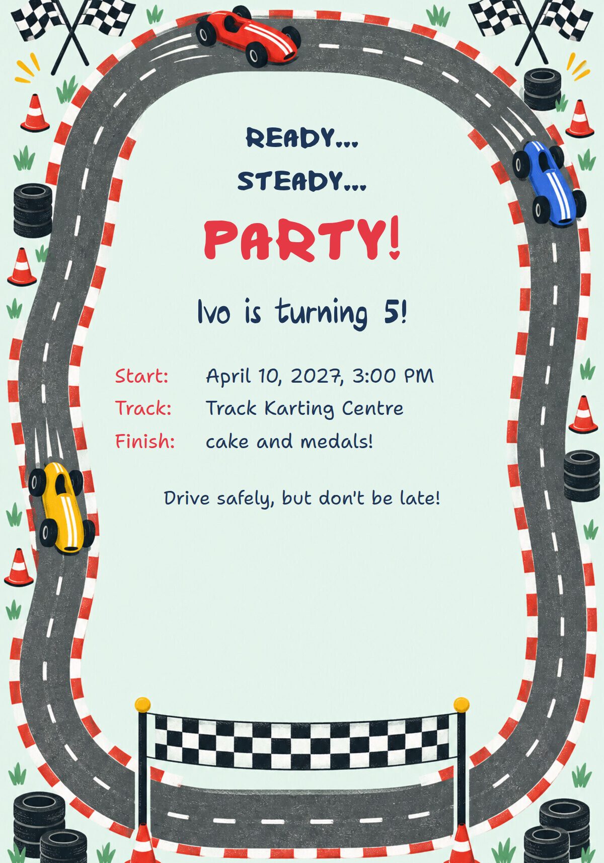 Race Car Birthday Invitation