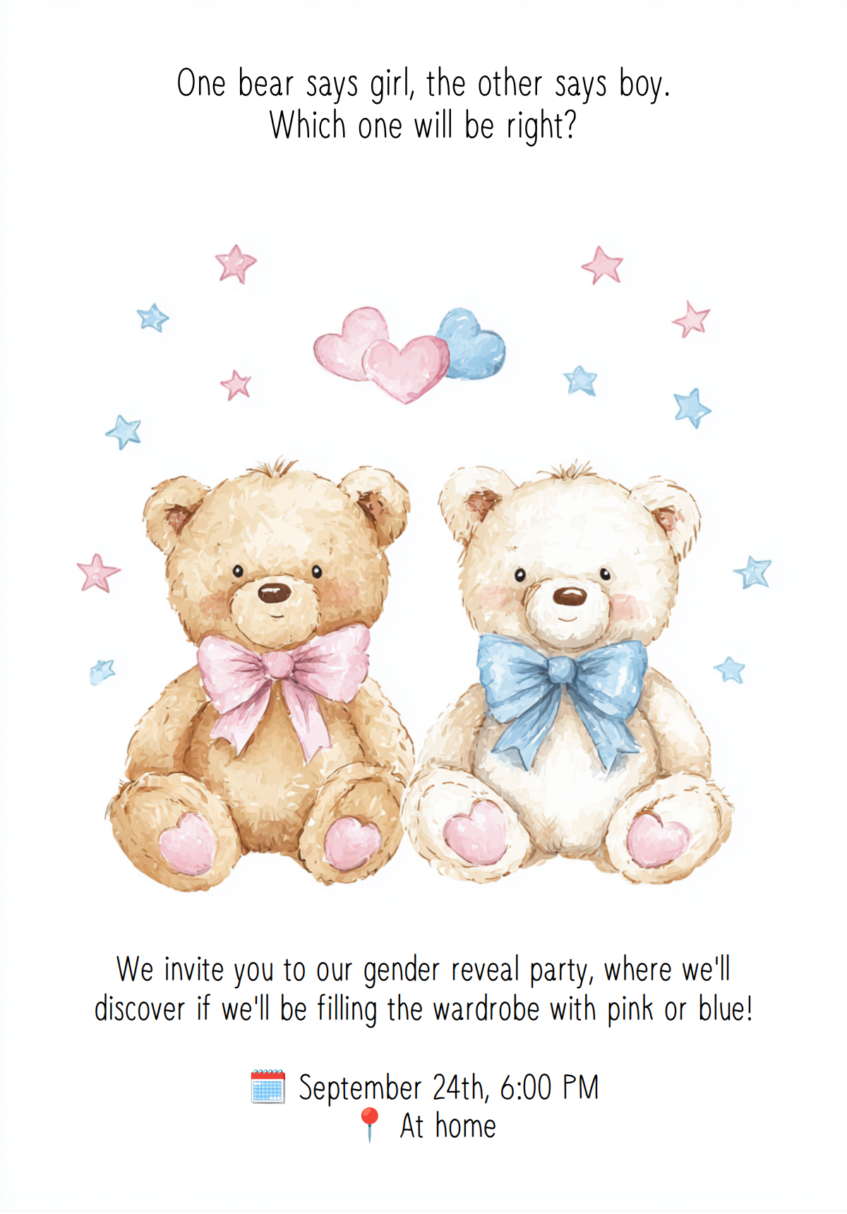 Teddy Bears with Pink and Blue Bows