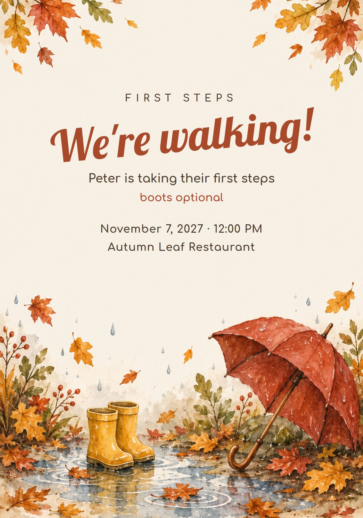 Autumn First Steps Invitation