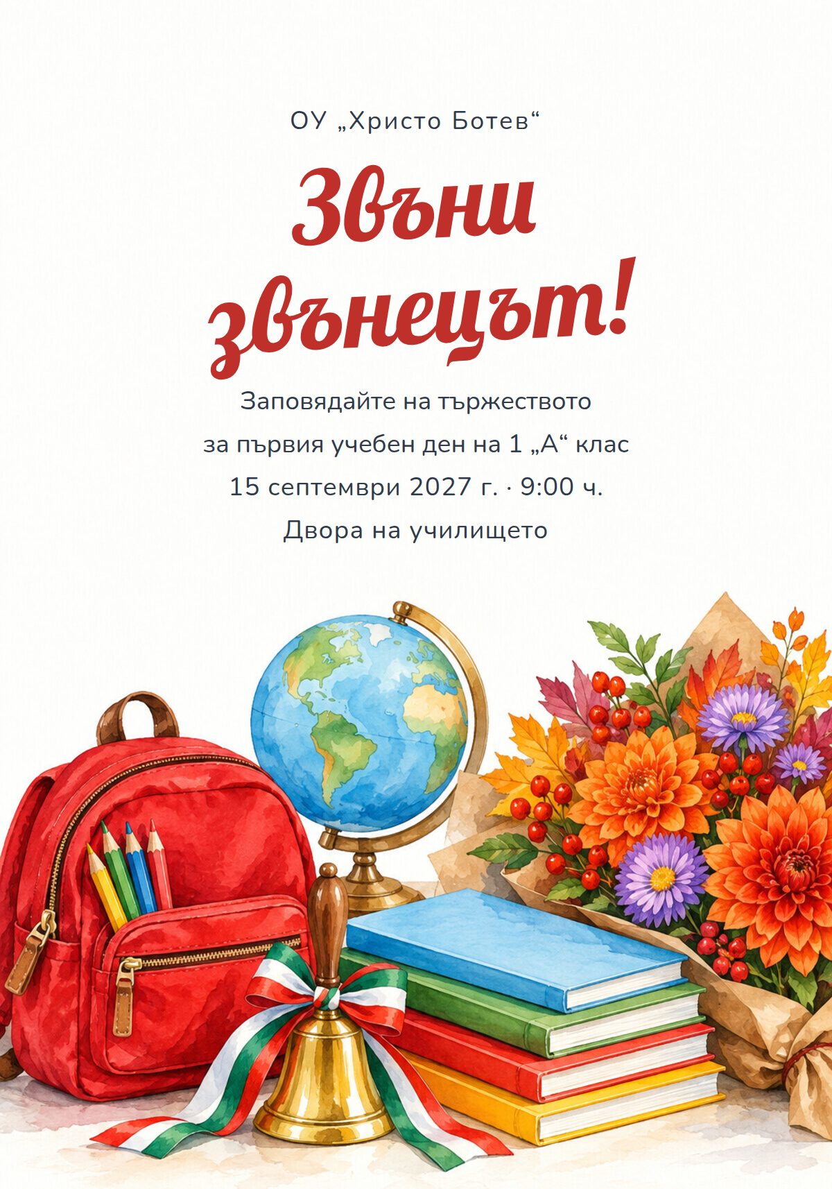 Покана за първия учебен ден