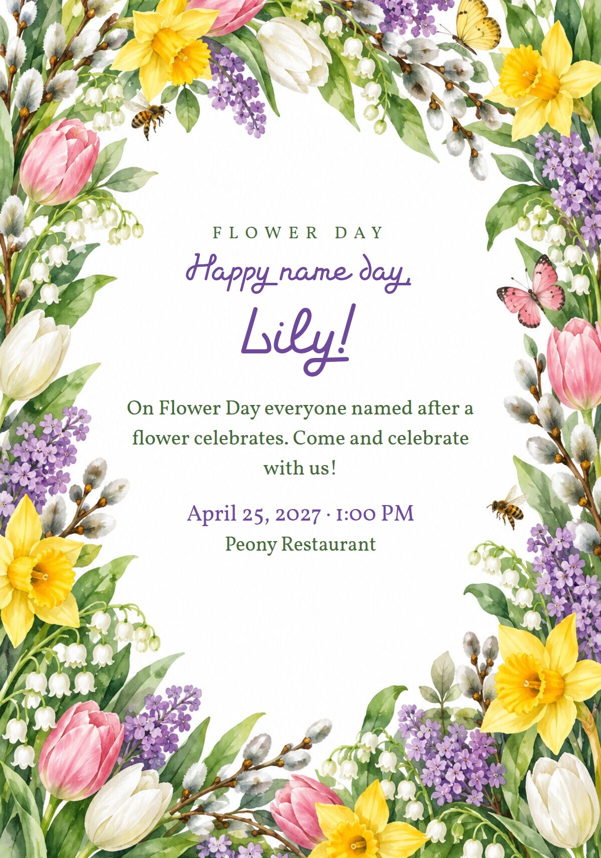 Palm Sunday Name Day Invitation