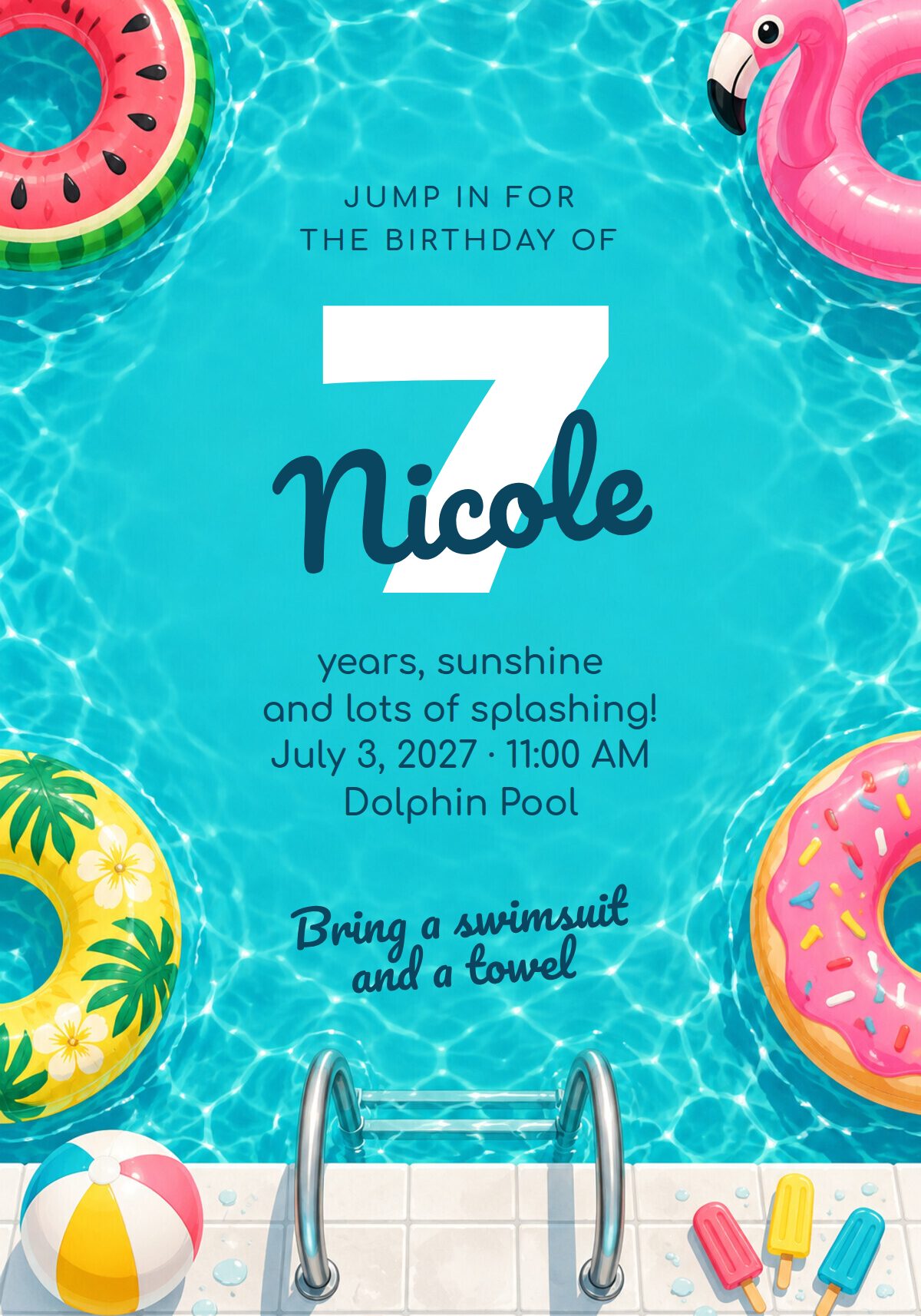 Kids Pool Party Invitation
