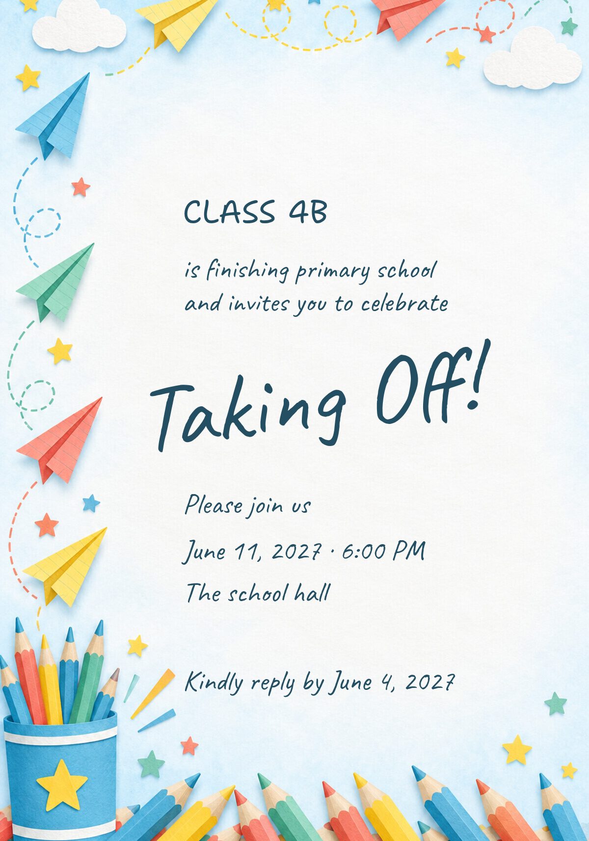4th Grade Graduation Invitation