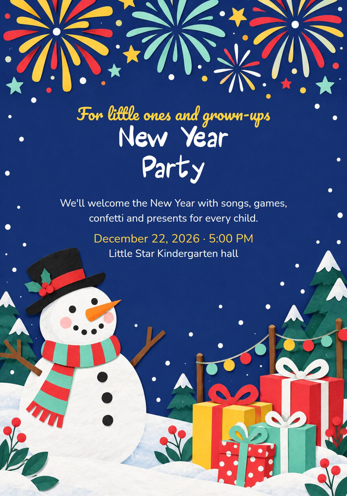 Kids New Year Party Invitation