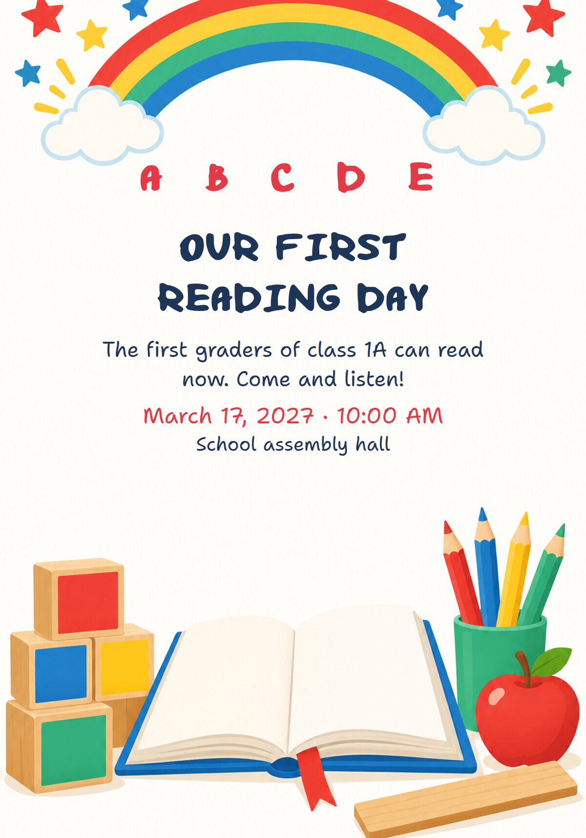 First Reader Celebration Invitation