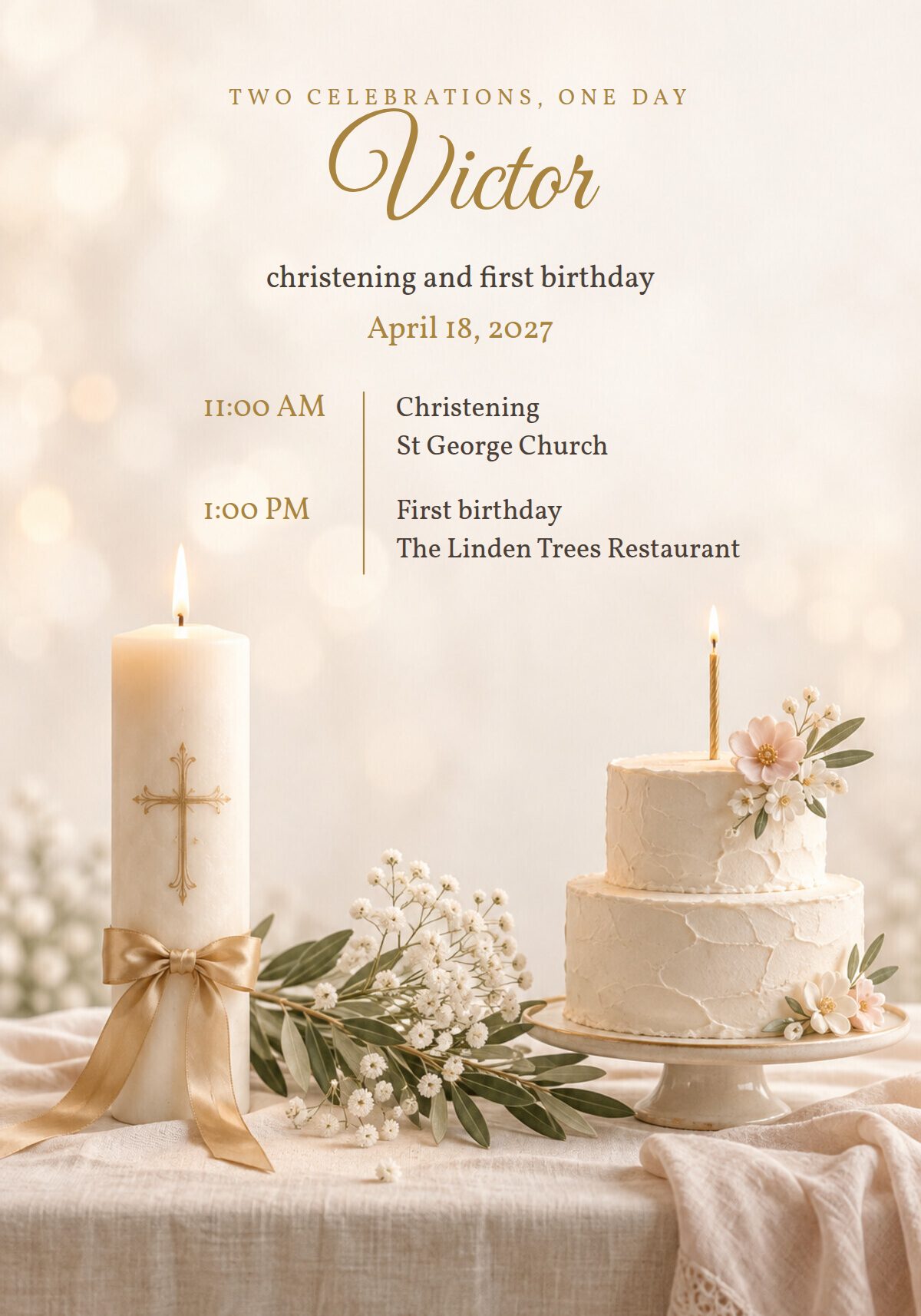 Christening and First Birthday Invitation