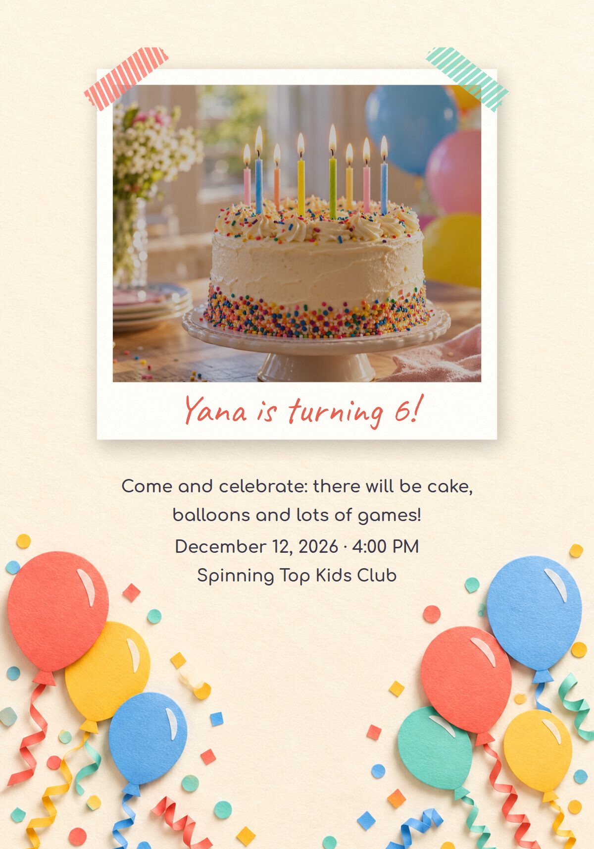 Kids Birthday Invitation with Photo
