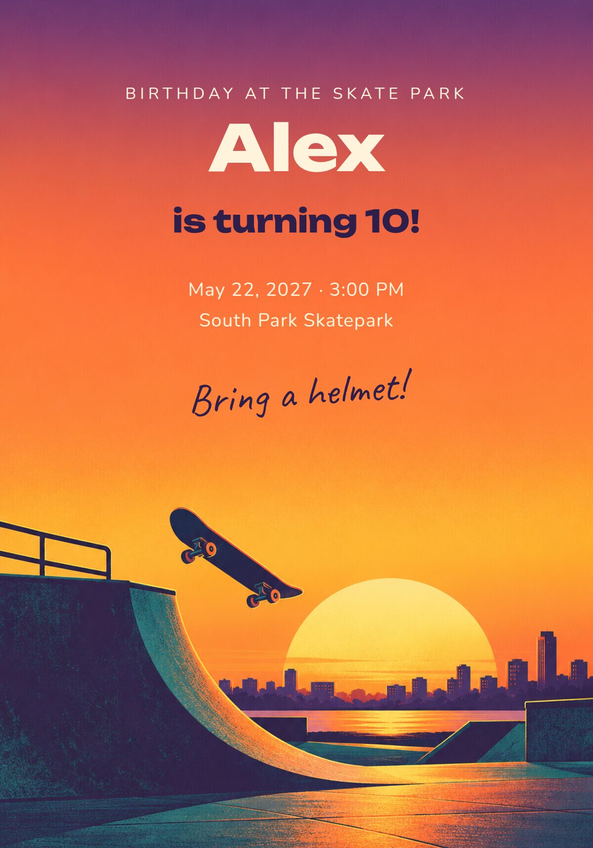 Skateboard Birthday Invitation