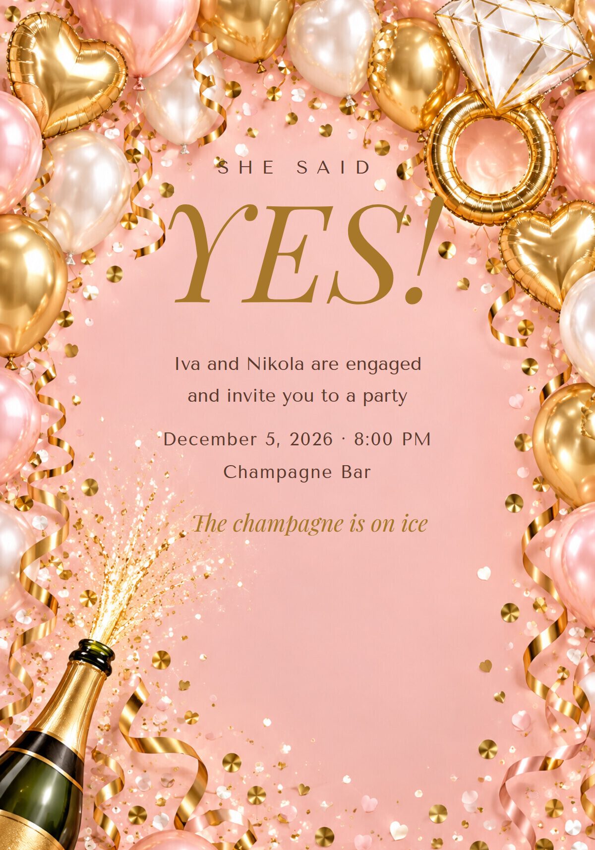 She Said Yes Engagement Invitation