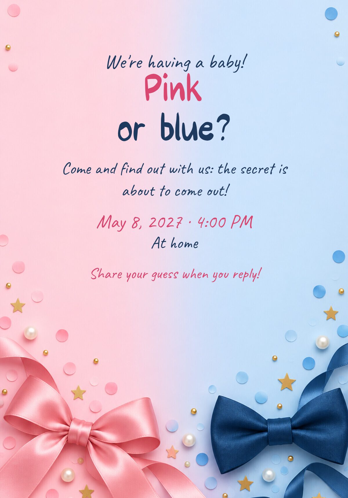 Bow or Bow Tie Gender Reveal Invitation