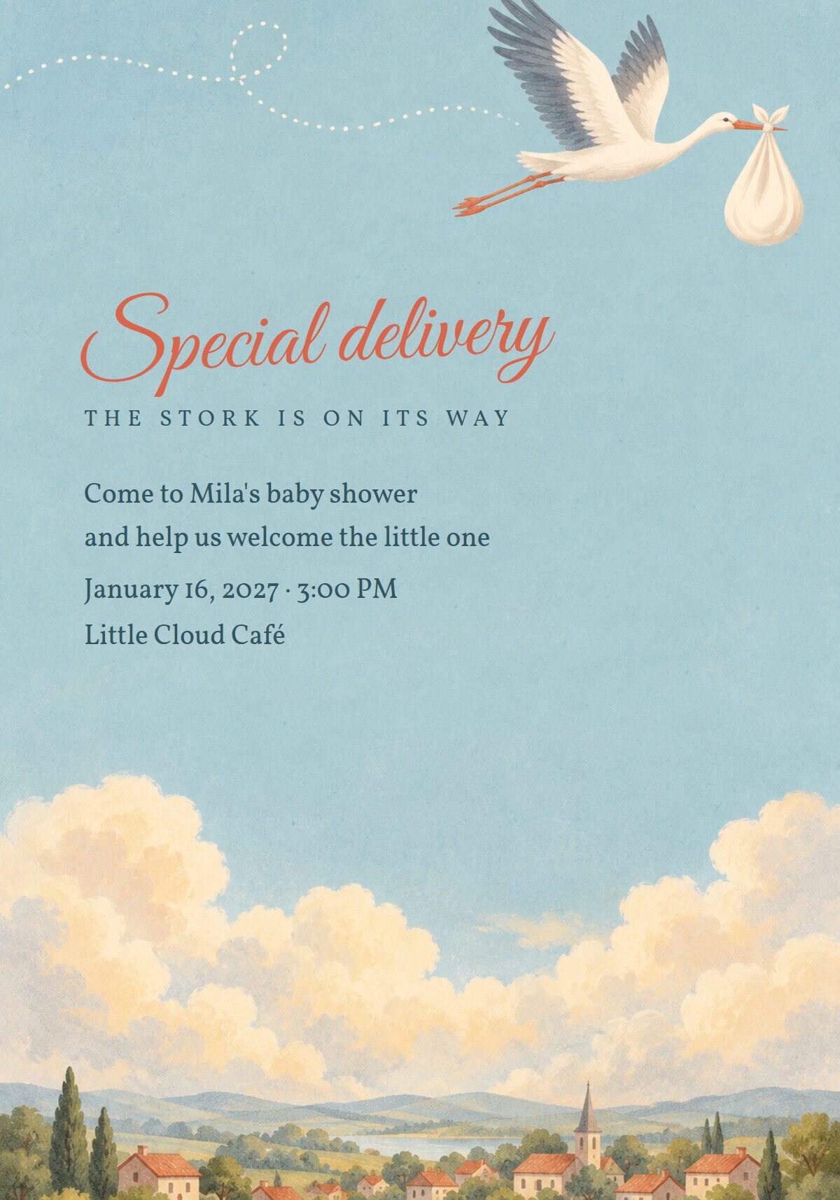 Stork Baby Shower Invitation