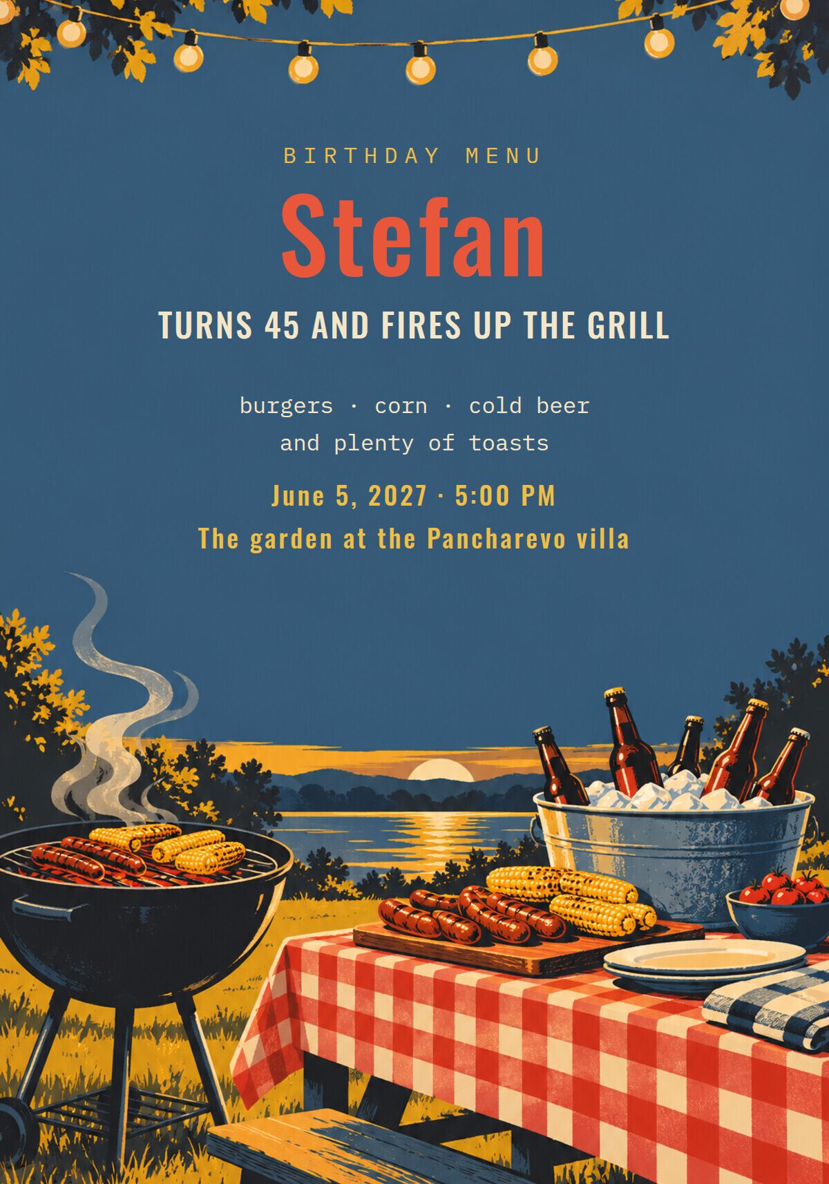 Backyard BBQ Birthday Invitation