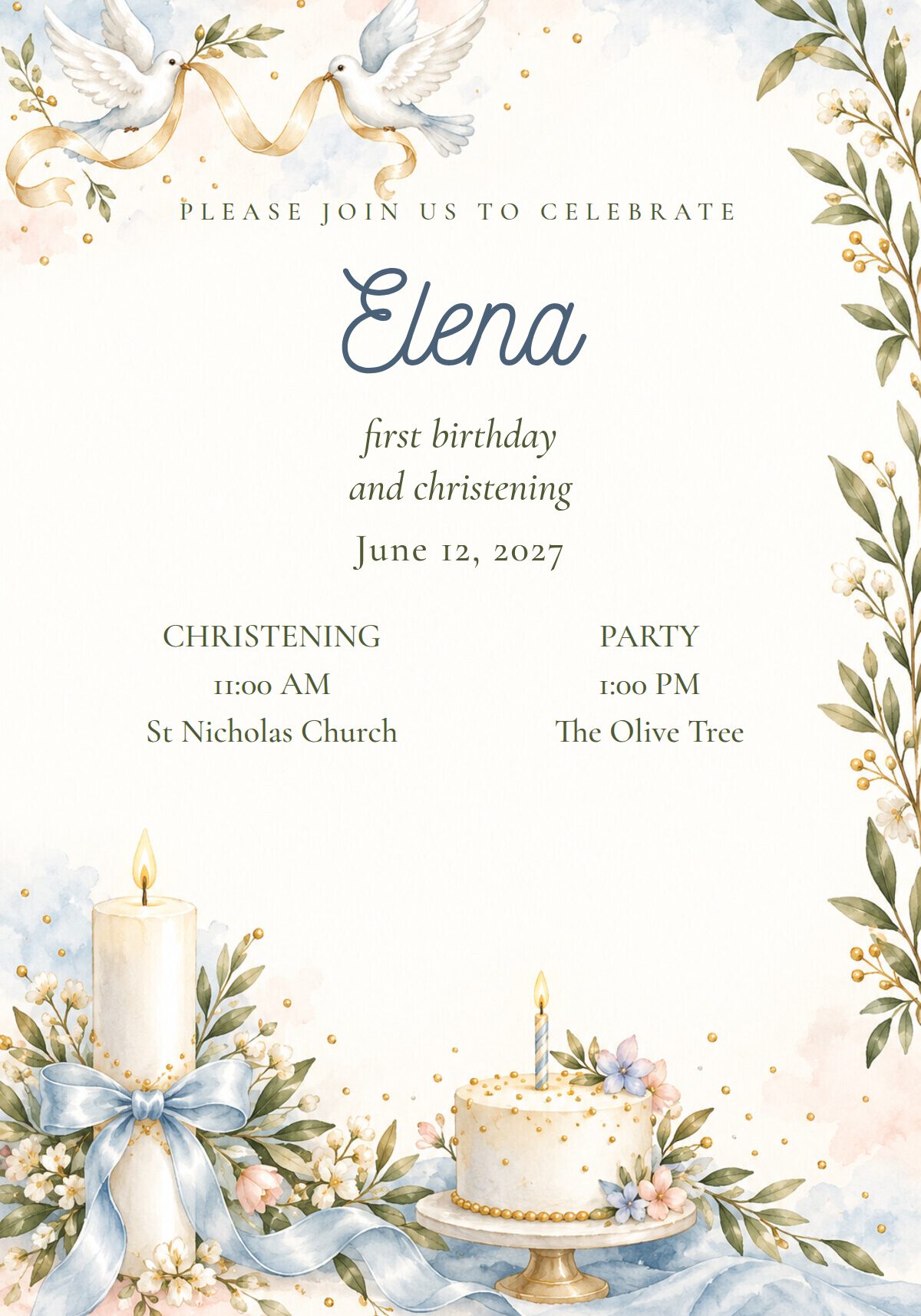 First Birthday and Christening Invitation