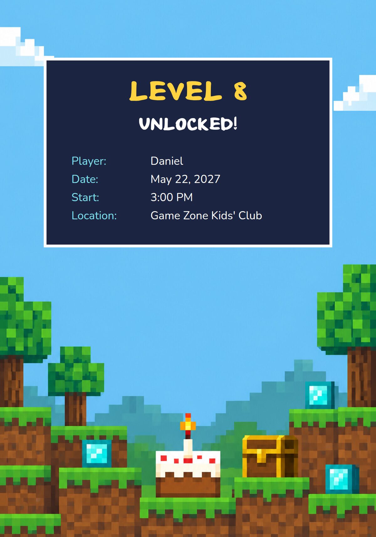 Pixel Blocks Birthday Invitation