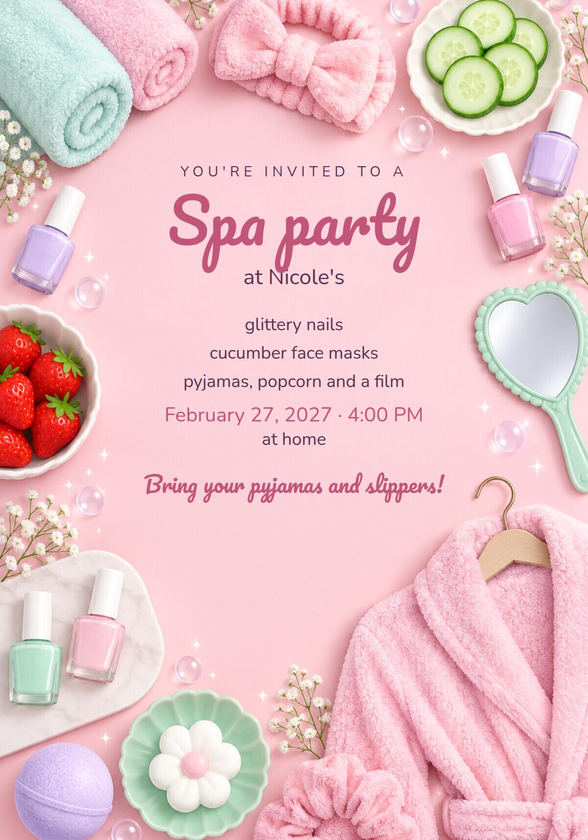 Girls Spa Party Invitation