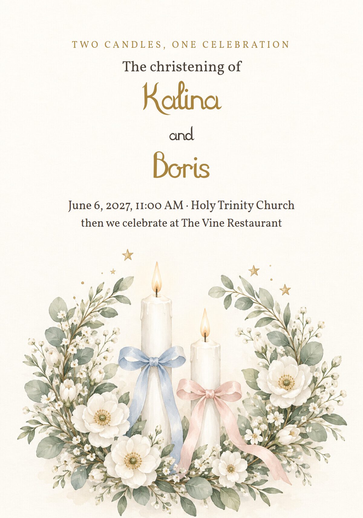 Twins Christening Invitation