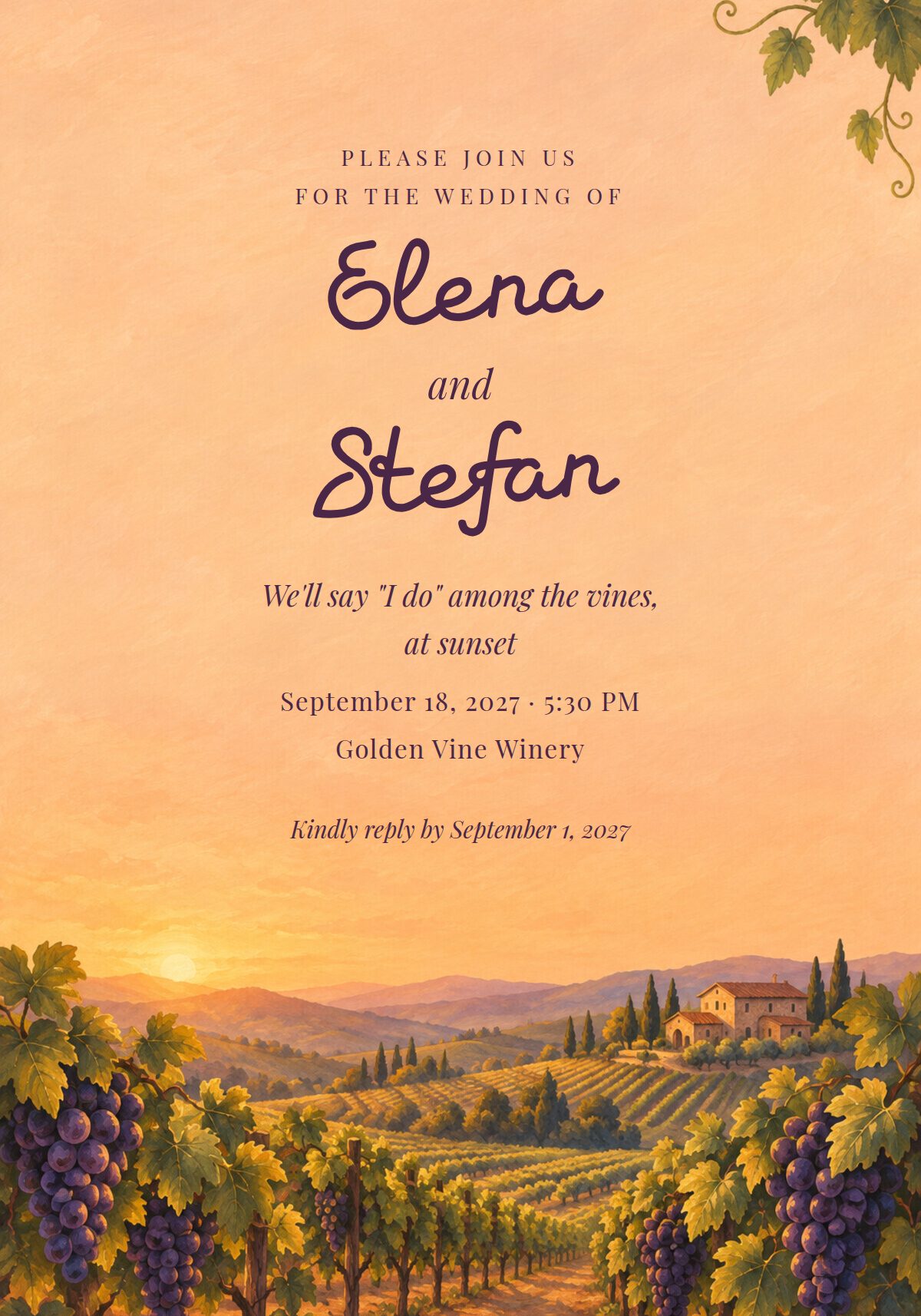 Vineyard Wedding Invitation