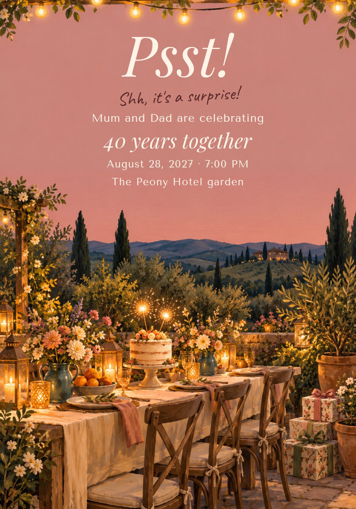 Parents' Anniversary Surprise Party Invitation
