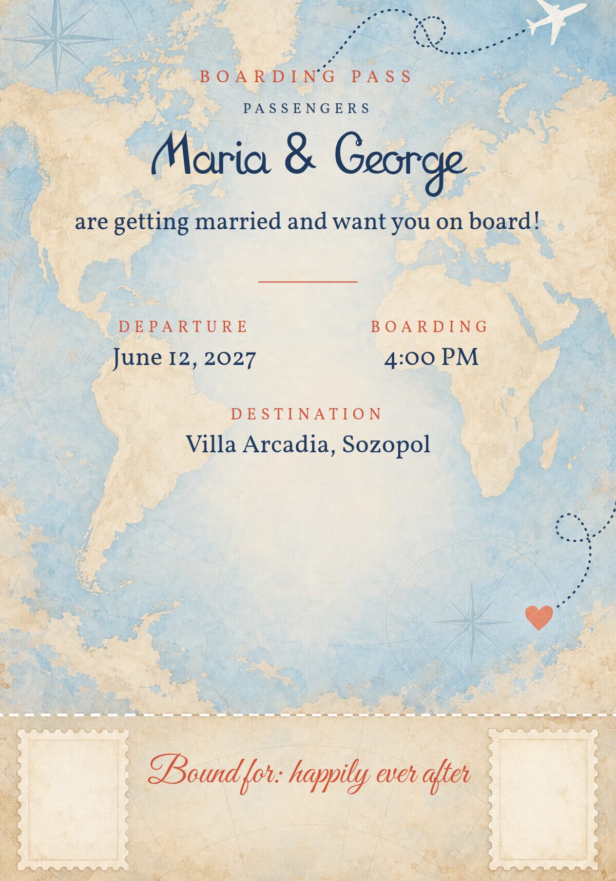 Boarding Pass Wedding Invitation