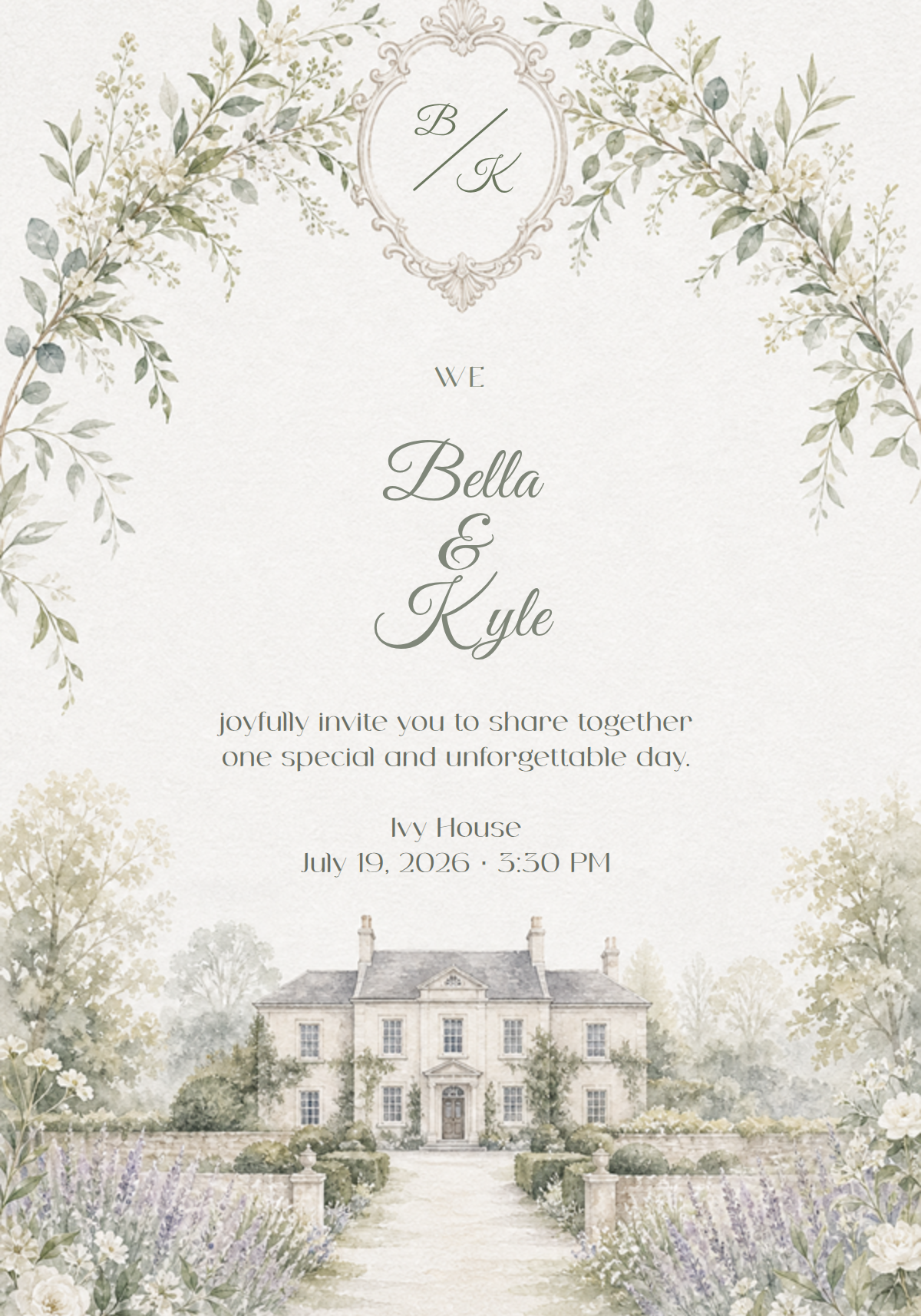 Classic estate wedding invitation