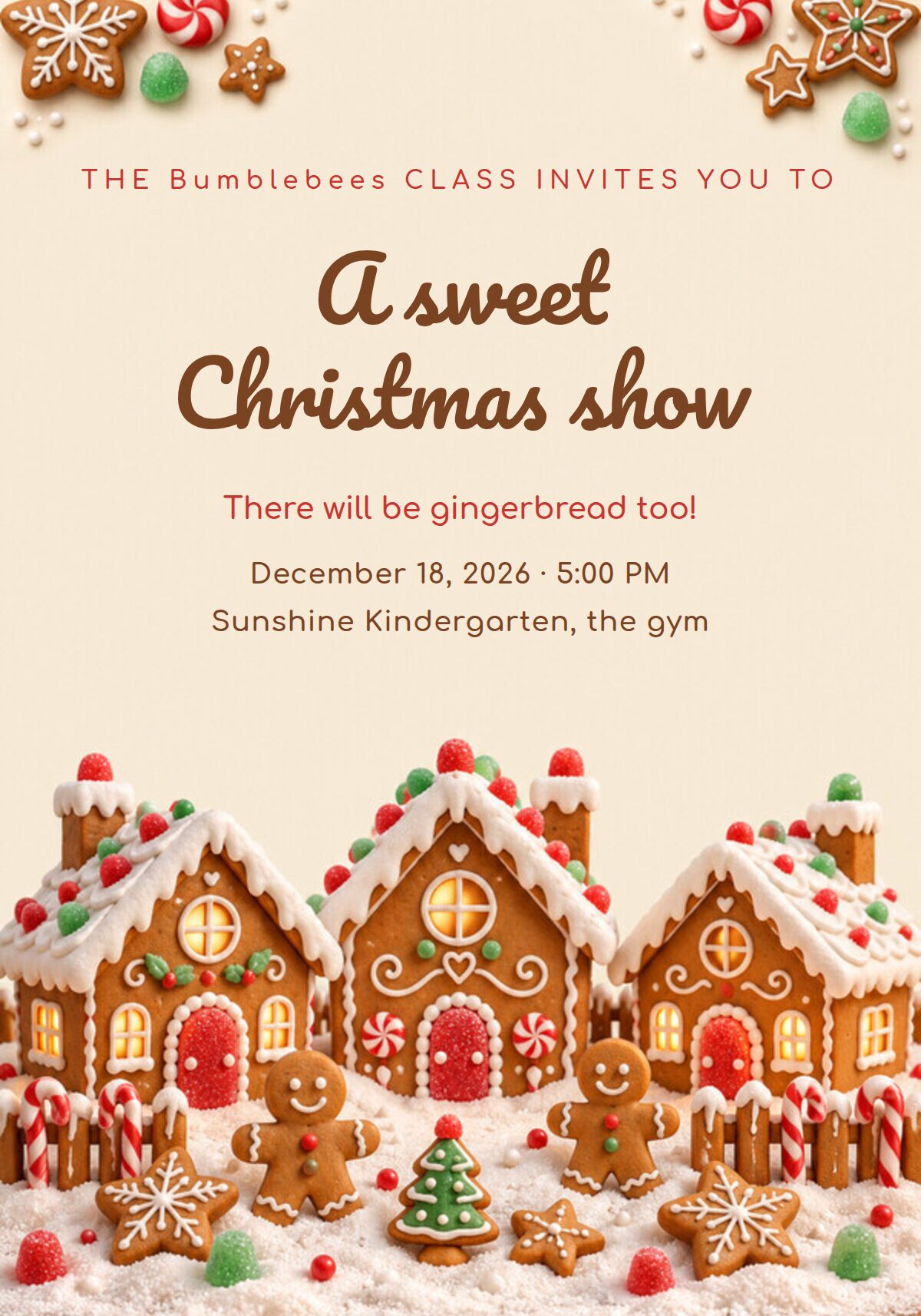 Gingerbread Christmas Show Invitation