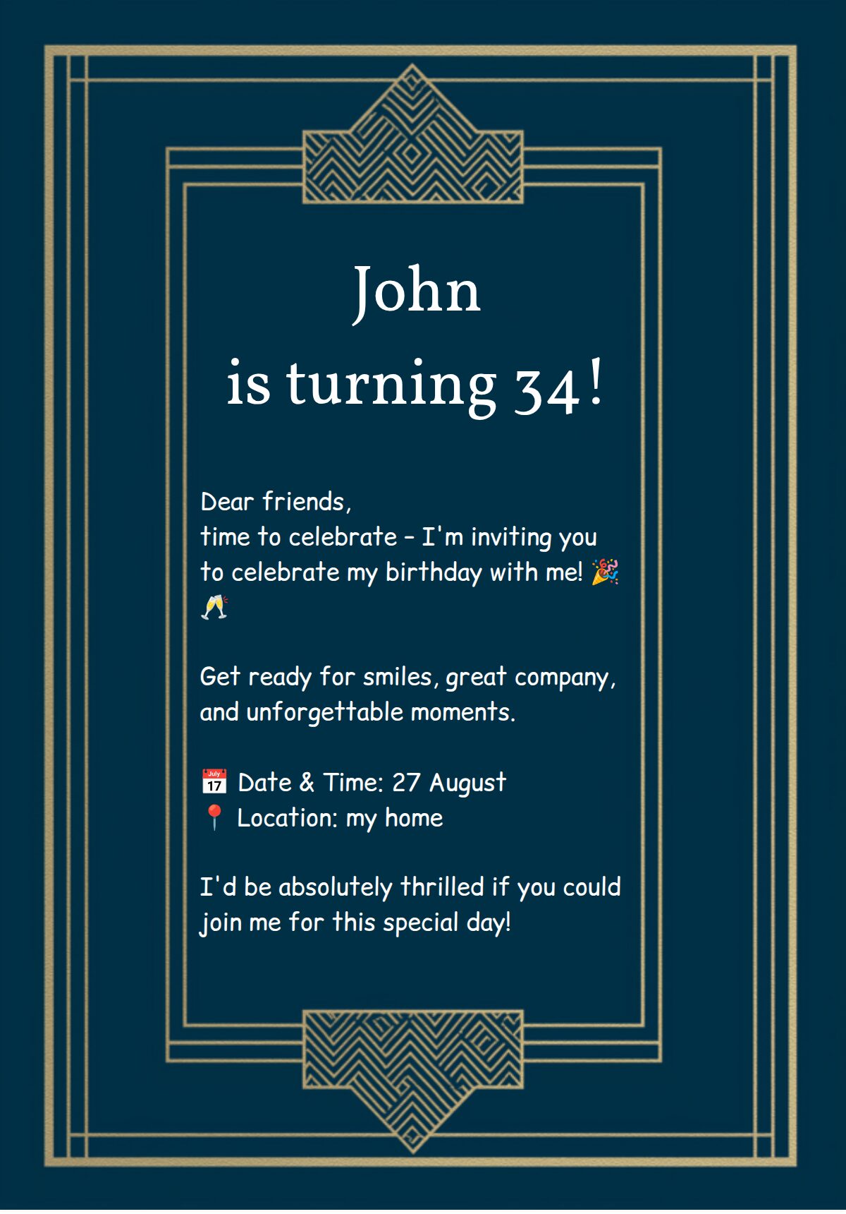 Birthday Invitation for Men