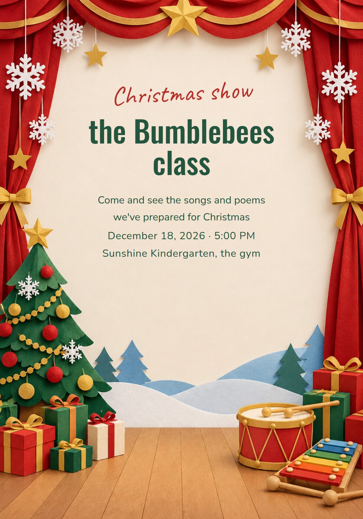 Kindergarten Christmas Show Invitation