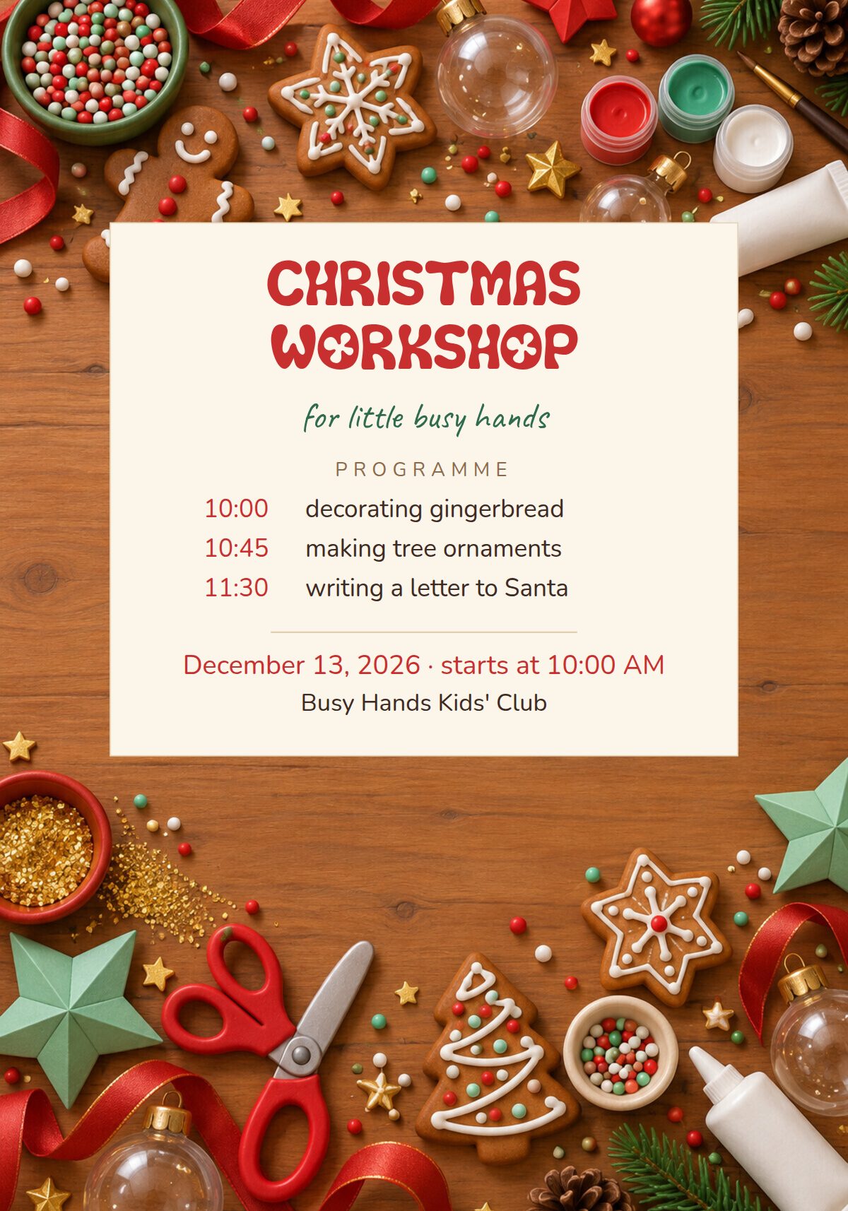 Kids Christmas Workshop Invitation