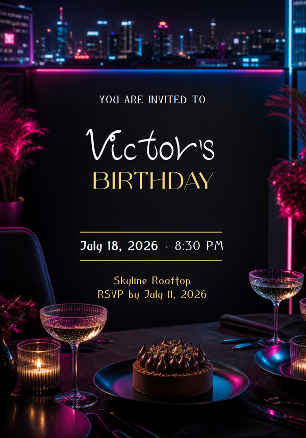 Luxury Rooftop Birthday Invitation