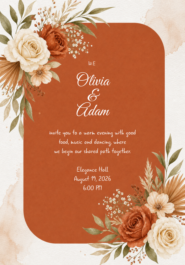 Modern Terracotta Wedding Dinner Invitation