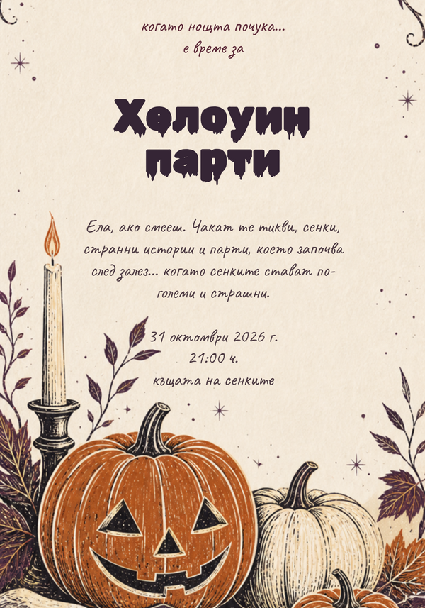 Покана за страшно Хелоуин парти