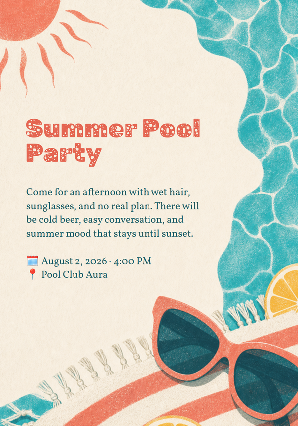 Pool Party Invitation