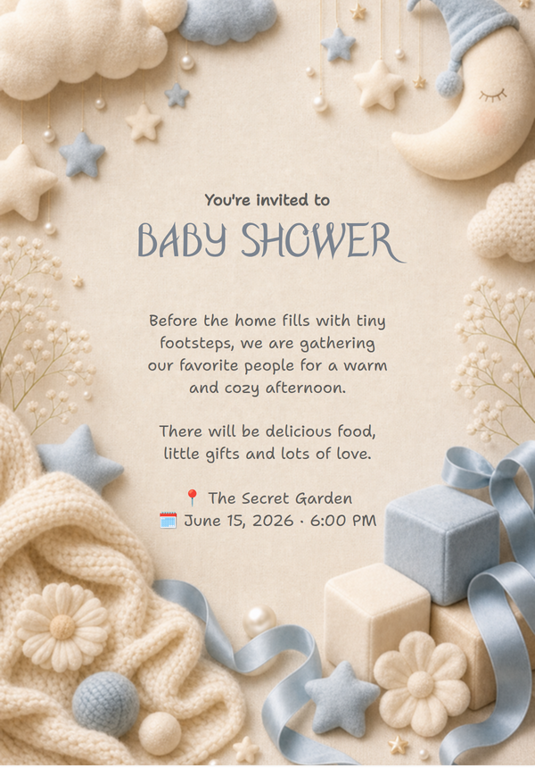 Baby Shower Invitation with Clouds