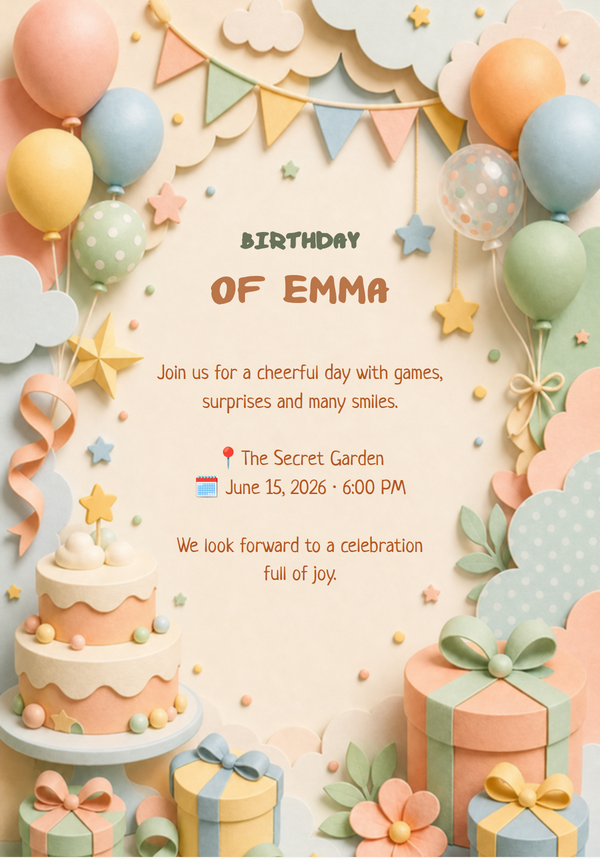 Kids Birthday Invitation Template